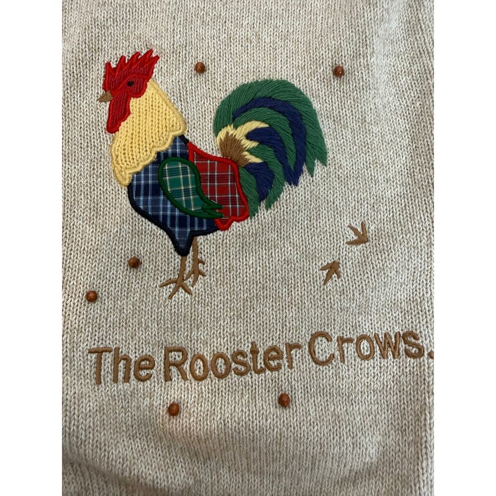 NWT Mandal Bay Rooster Hen Farmhouse Cardigan XXL Linen Cotton Deadstock - Picture 6 of 11
